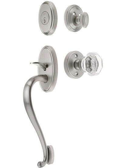 Georgetown Entry Handle Set in Satin Nickel Finish with Chambord Knob and